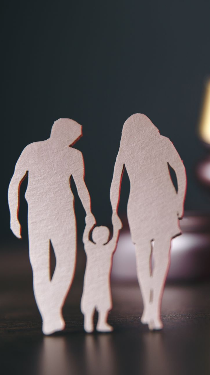 Une famille représentée par des bonhommes en bois