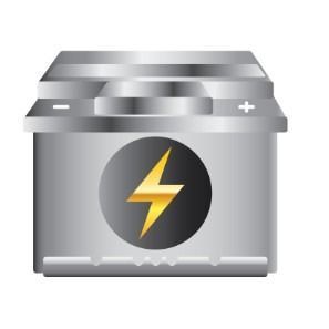 Una batería con un rayo encima