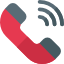 Un teléfono rojo con una antena gris sobre un fondo blanco.