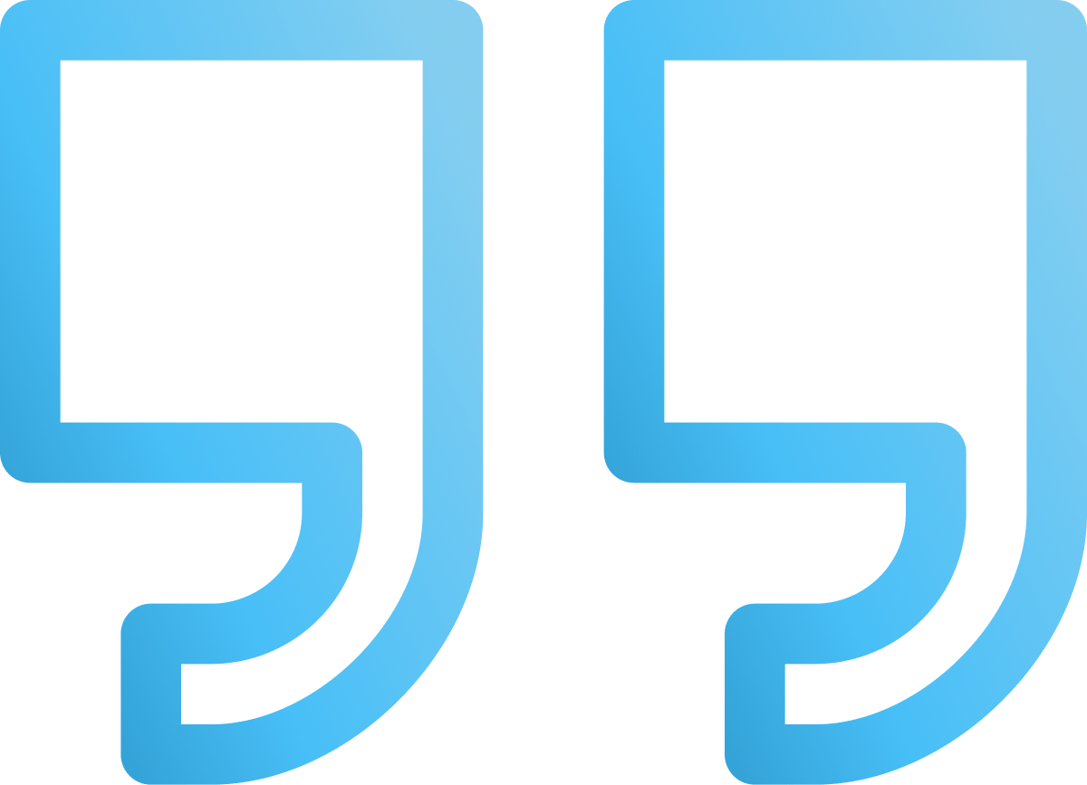 Blue quotation marks.