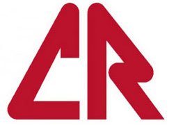 Logotipo “CR” estilizado en rojo sobre fondo blanco