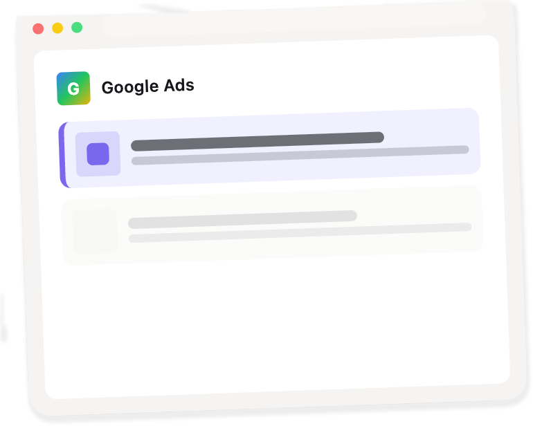 Interface Google Ads, barre de progression de chargement.
