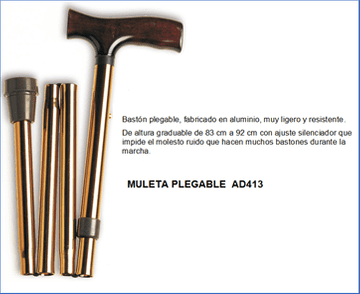 Una imagen de un bastón plegable con mango de madera