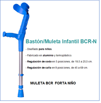 Una muleta azul que dice bastón/muleta infantil bcr-n