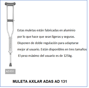 Un anuncio de un par de muletas en español