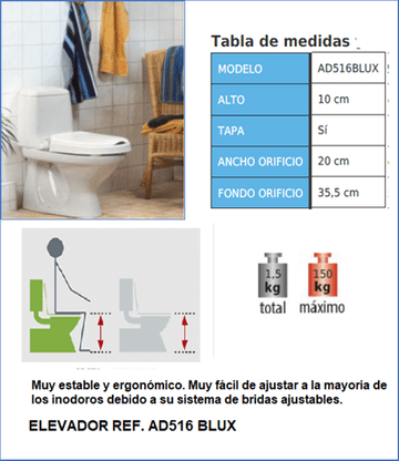 Anuncio de elevador ref. AD516 Blux en español