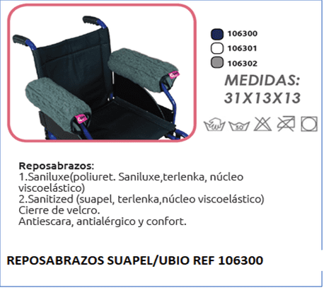 Una foto de una silla de ruedas con una etiqueta que dice reposabrazos