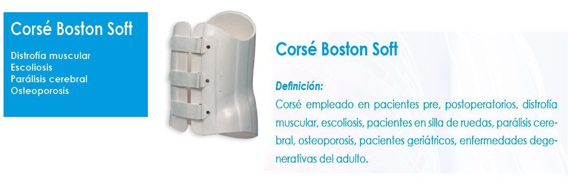 Una imagen de un corsé Boston suave blanco sobre un fondo blanco.