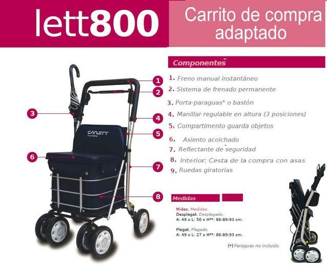 Una foto de un carrito que dice lett800.