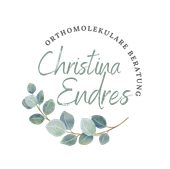 Logo for “Christina Endres Orthomolekulare Beratung” with green script and eucalyptus leaves