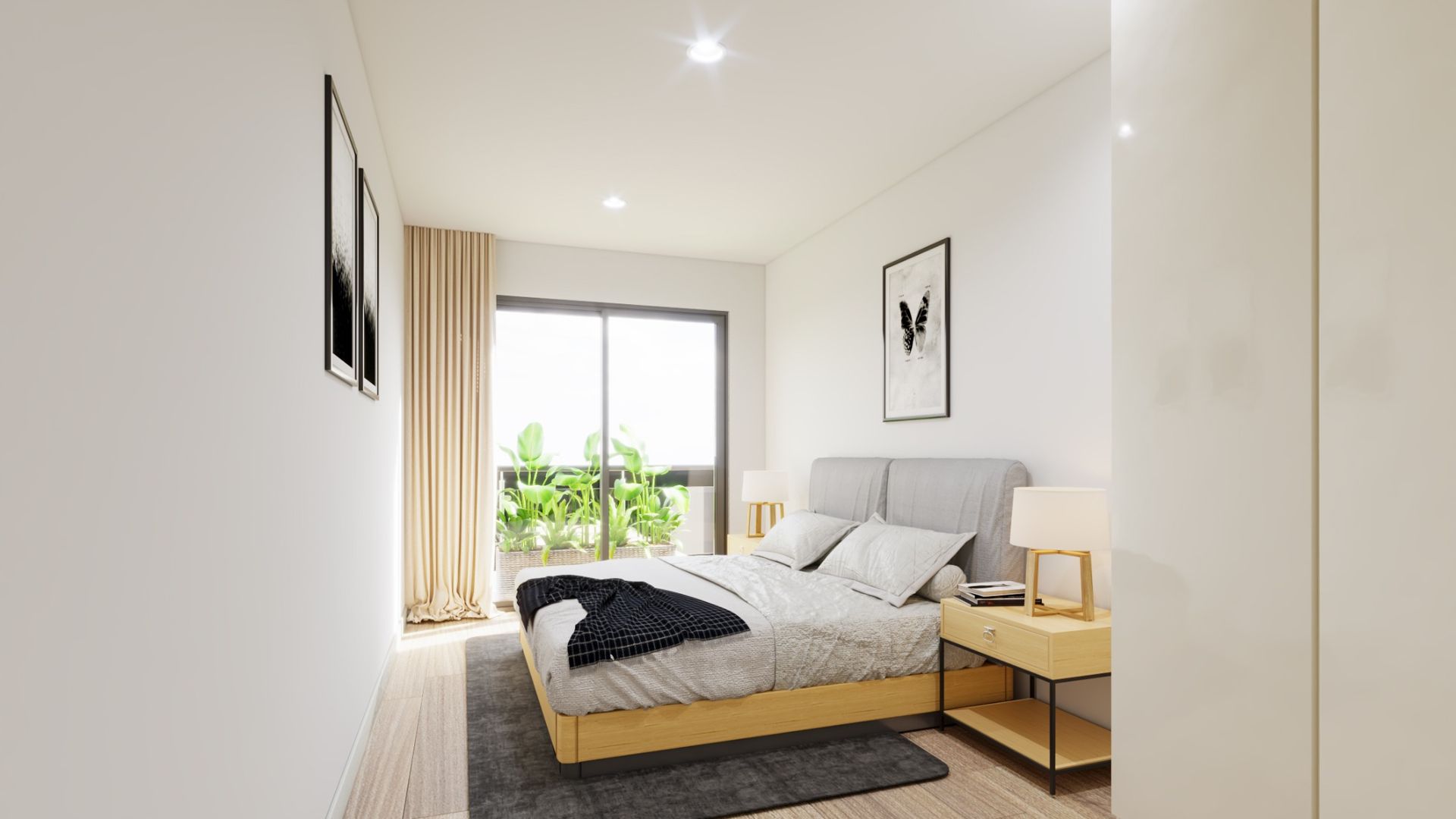 Un baño con dos lavabos y un banco.