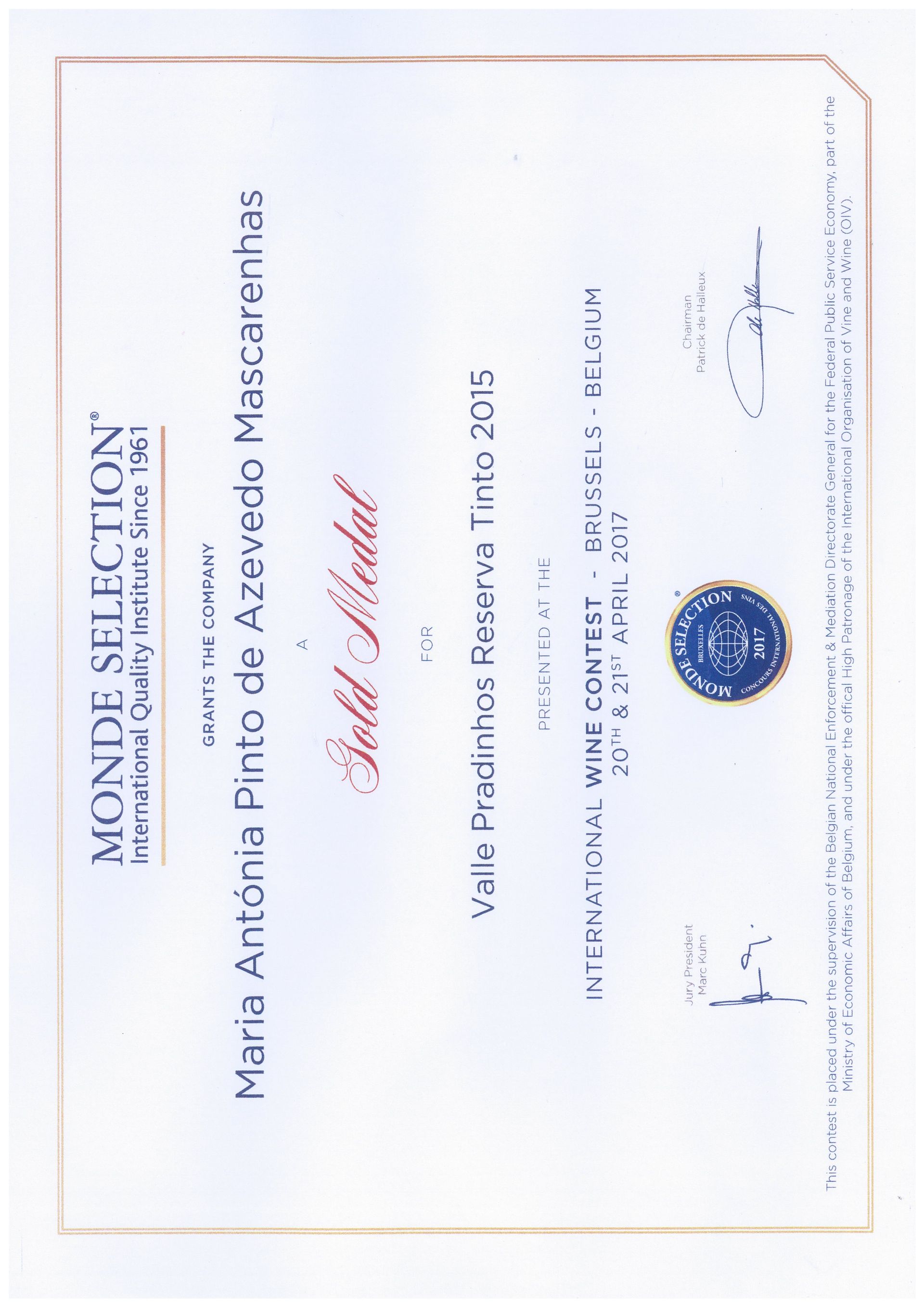 Prémio Valle Pradinhos Reserva Tinto 2019