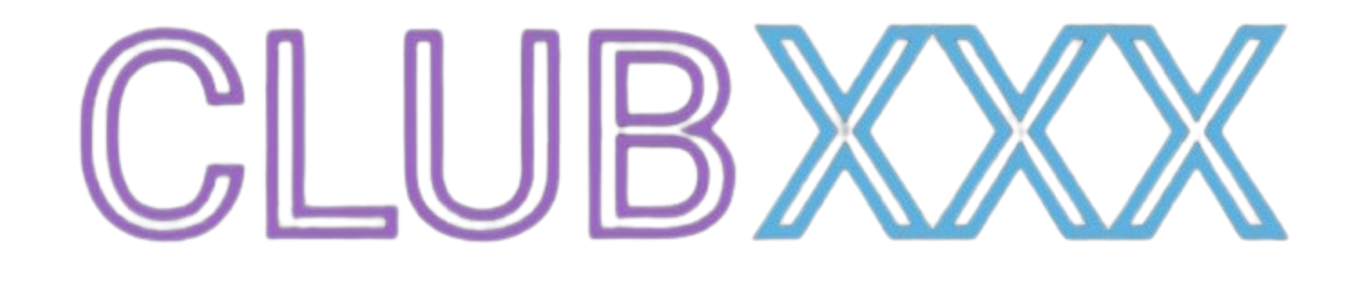 Un letrero de neón que dice clubxxx sobre un fondo blanco.