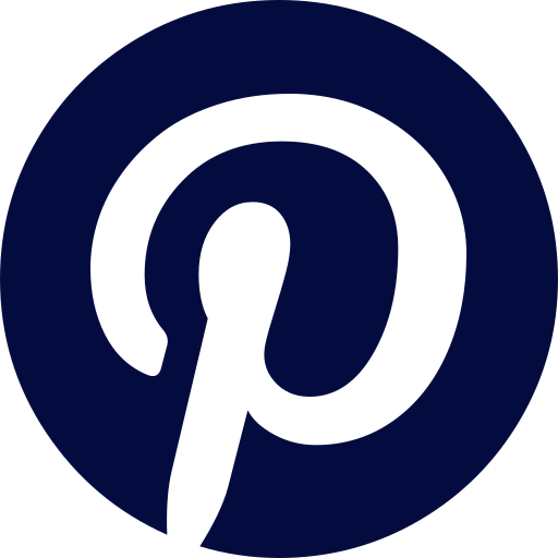 Un « P » stylisé blanc à l'intérieur d'un cercle bleu foncé, représentant le logo de Pinterest.