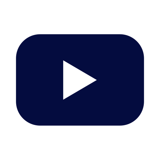 Un symbole de jeu triangulaire blanc centré sur un fond rectangulaire bleu foncé aux coins arrondis.