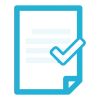 Document stylisé avec coche de validation.