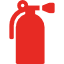 Un icono de extintor de incendios rojo sobre un fondo blanco.
