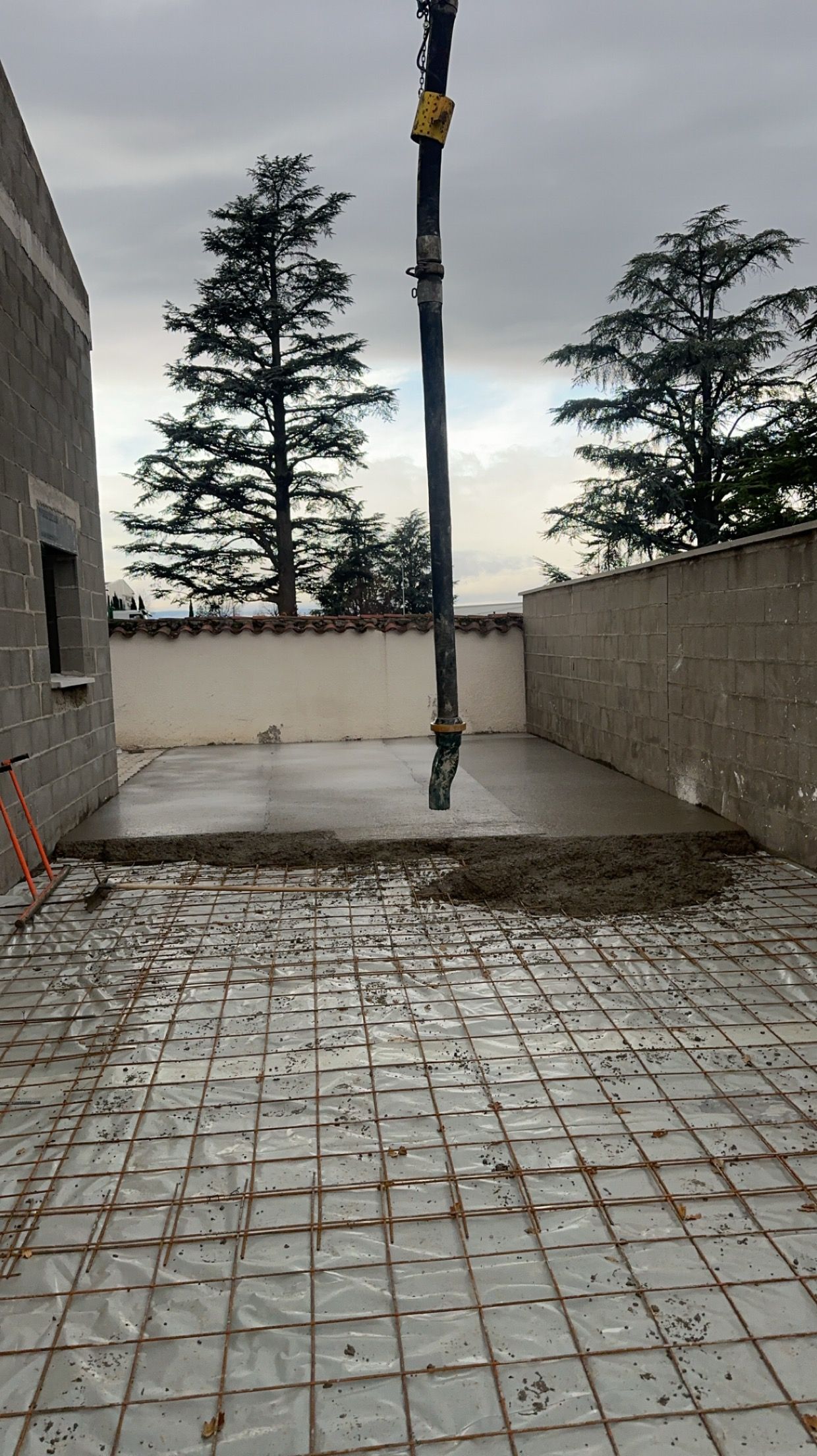 Béton en cours de pose