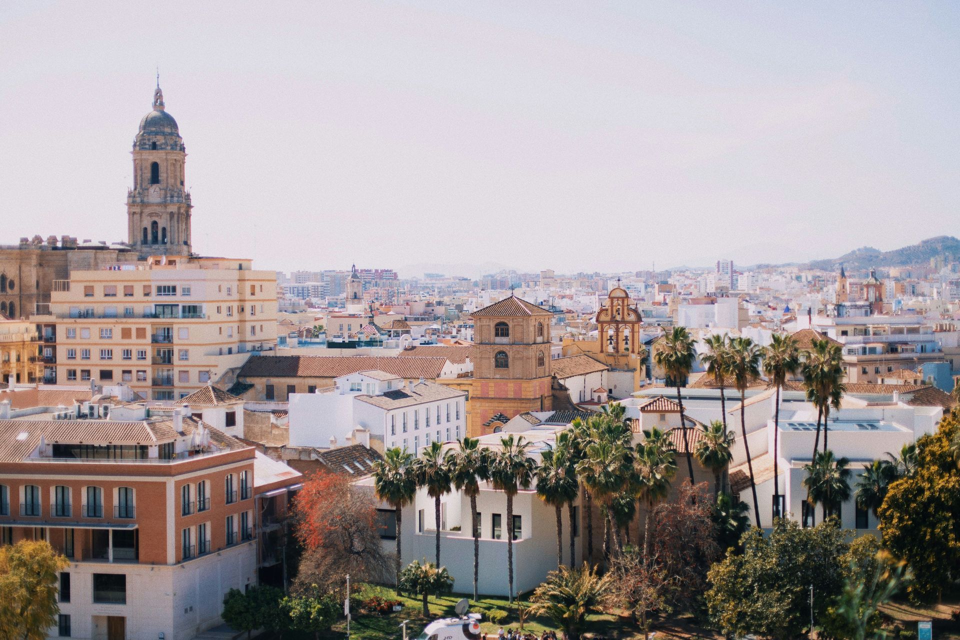 Overview of the city of Malaga when hiking in the mountains