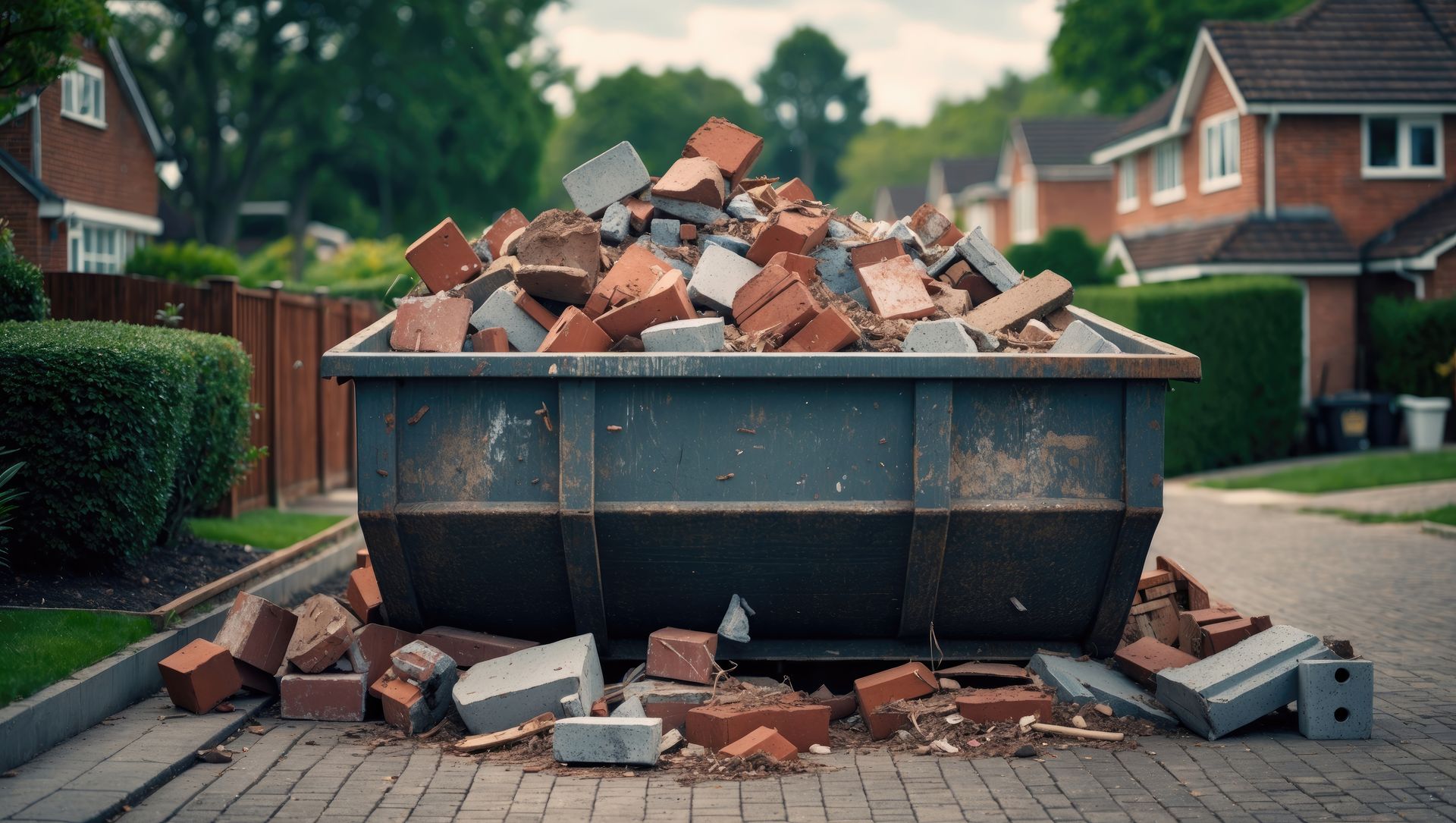 Une benne avec des gravats