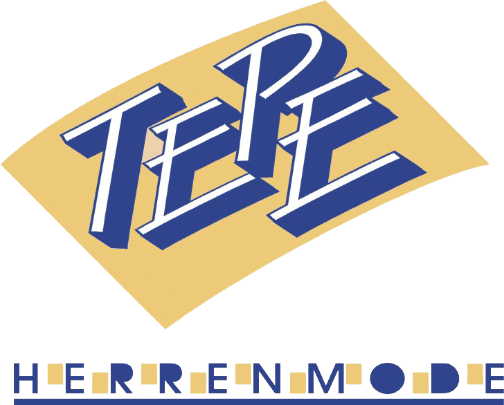 Ein blau-weißes Logo für Herrenmode