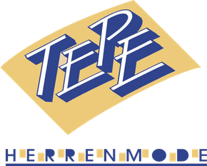 Ein blau-weißes Logo für Herrenmode
