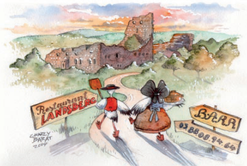 Peinture représentant la route vers le restaurant