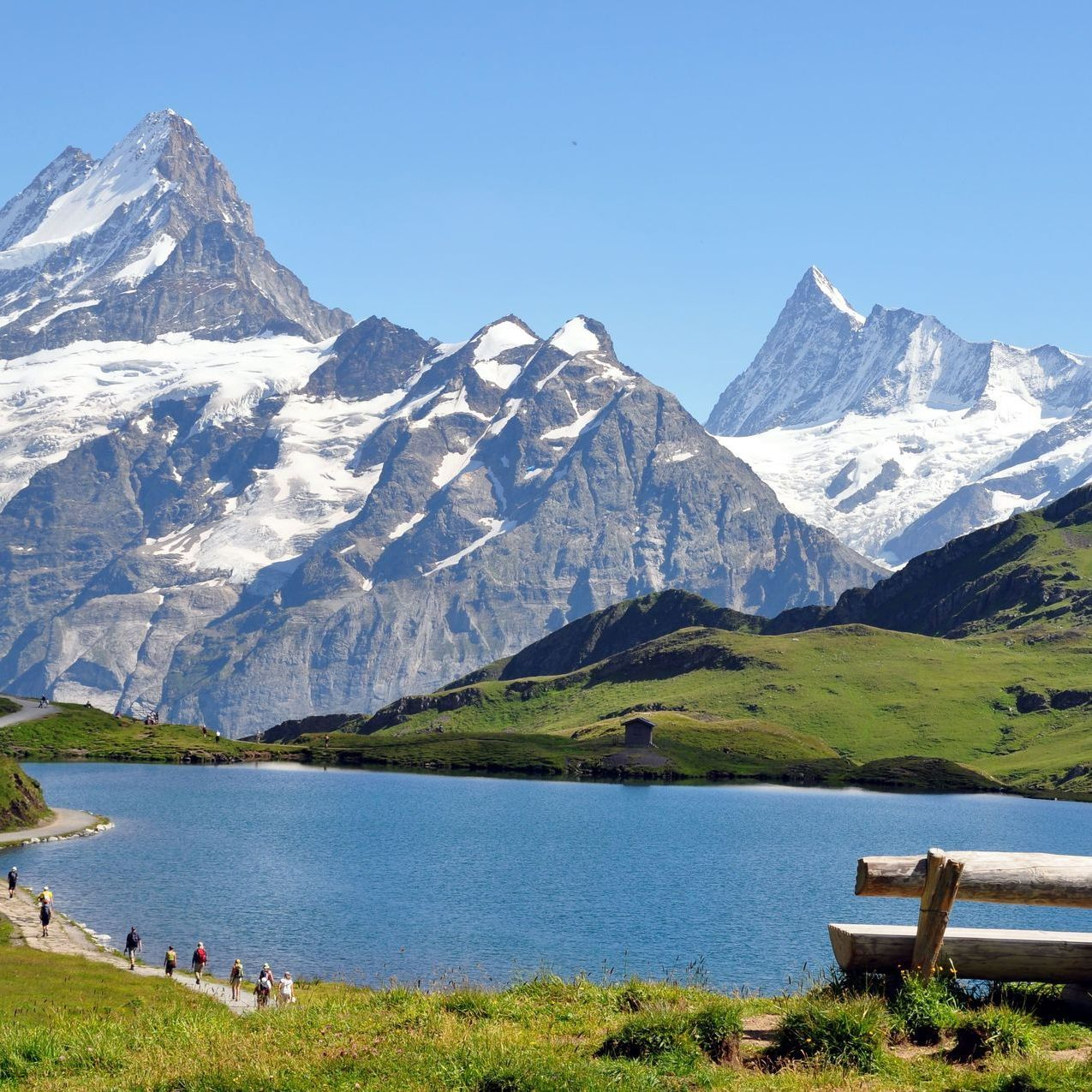 Les Alpes avec un lac et un sentier