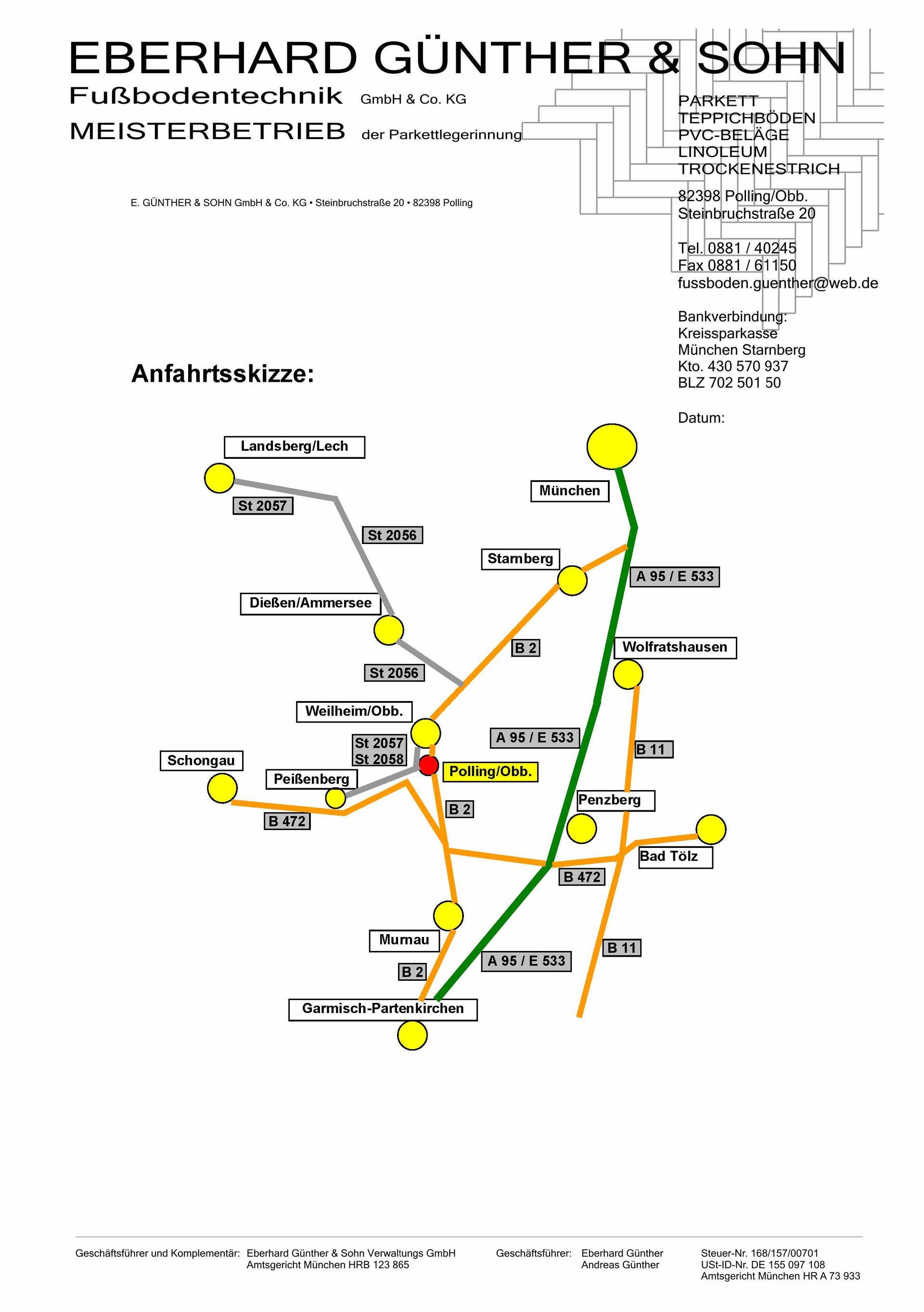 Anfahrt zur Günther & Sohn Fußbodentechnik GmbH & Co. KG