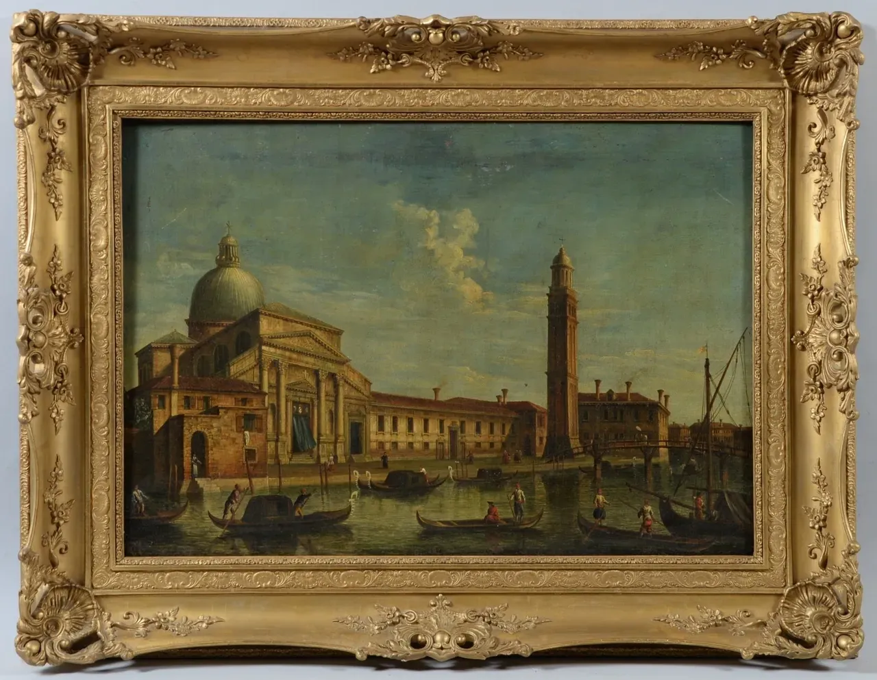 École ITALIENNE de la fin du XVIIIe siècle, entourage de Francesco TIRONI. Vue de l’église San Pietro di Castello à Venise. Toile