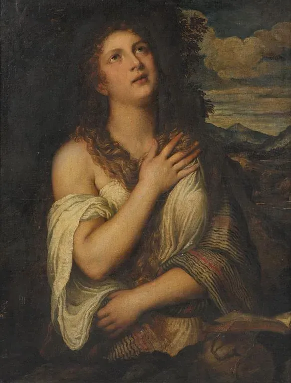 École du XVIIe d'après Titien. Marie Madeleine.