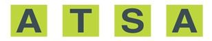 Las letras atsa están sobre un fondo verde.