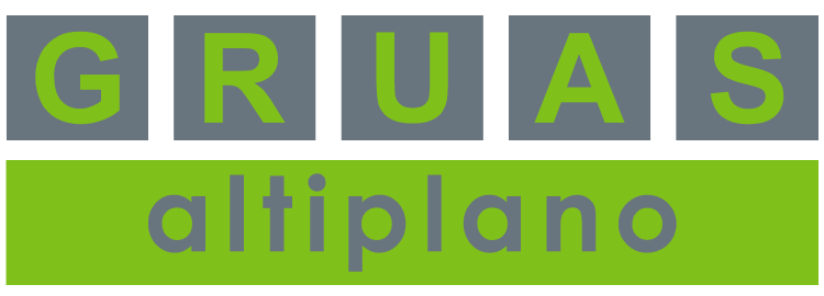 Un logotipo verde y gris para gruas altiplano