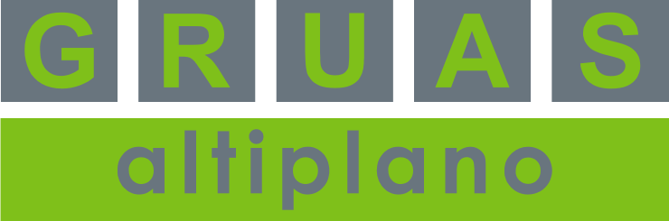 Un logotipo verde y gris para gruas altiplano