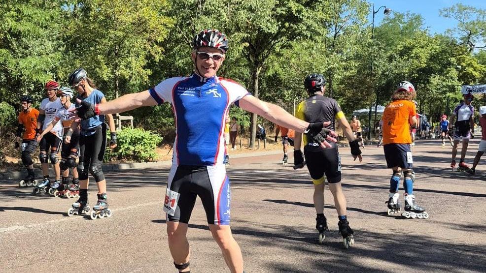 Bernie Wegerer im Trikot des Post SV Buer beim Inlineskating
