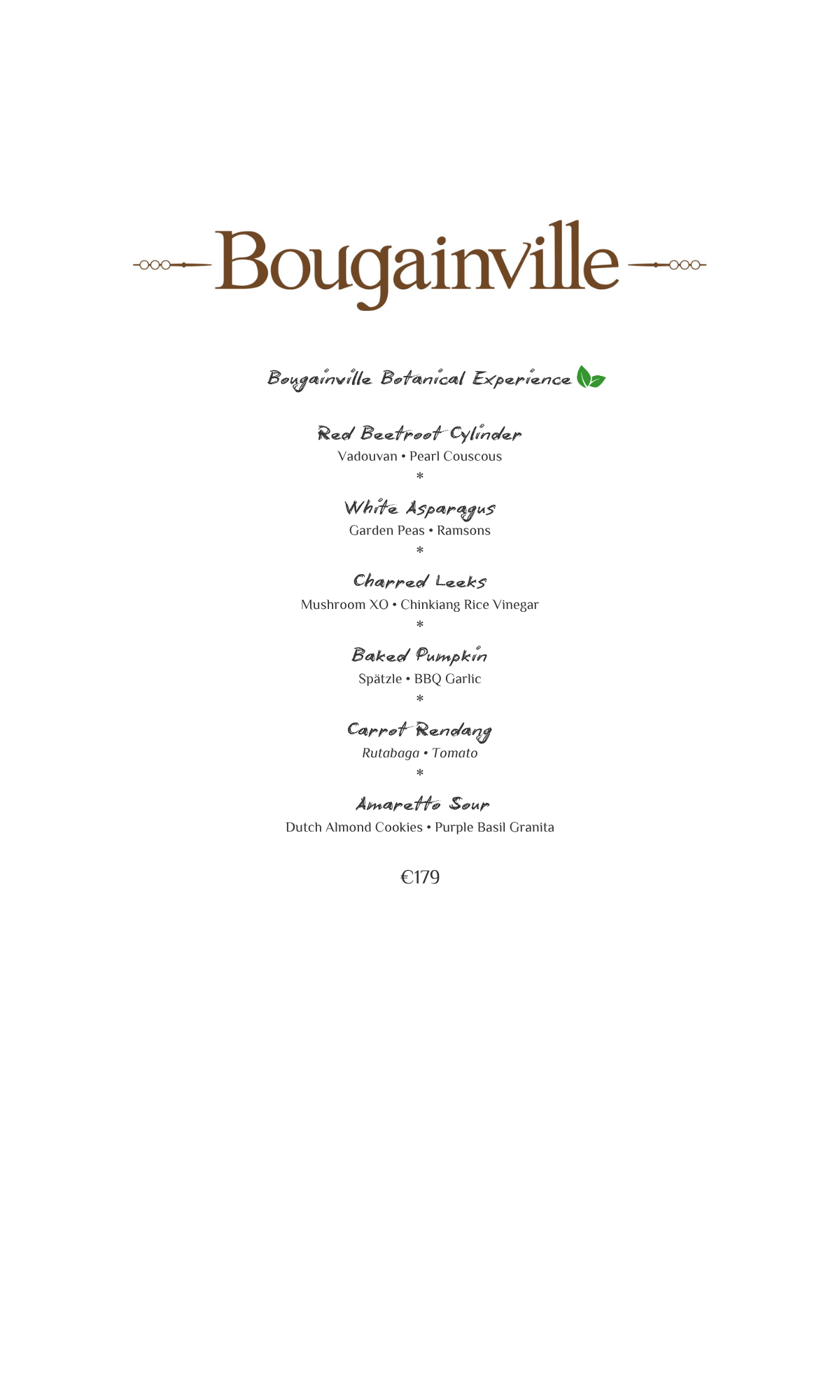 Menu for 
