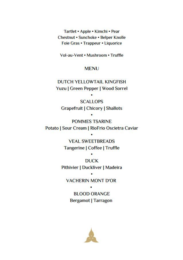 Bougainville restaurant menu with brown text on white background.