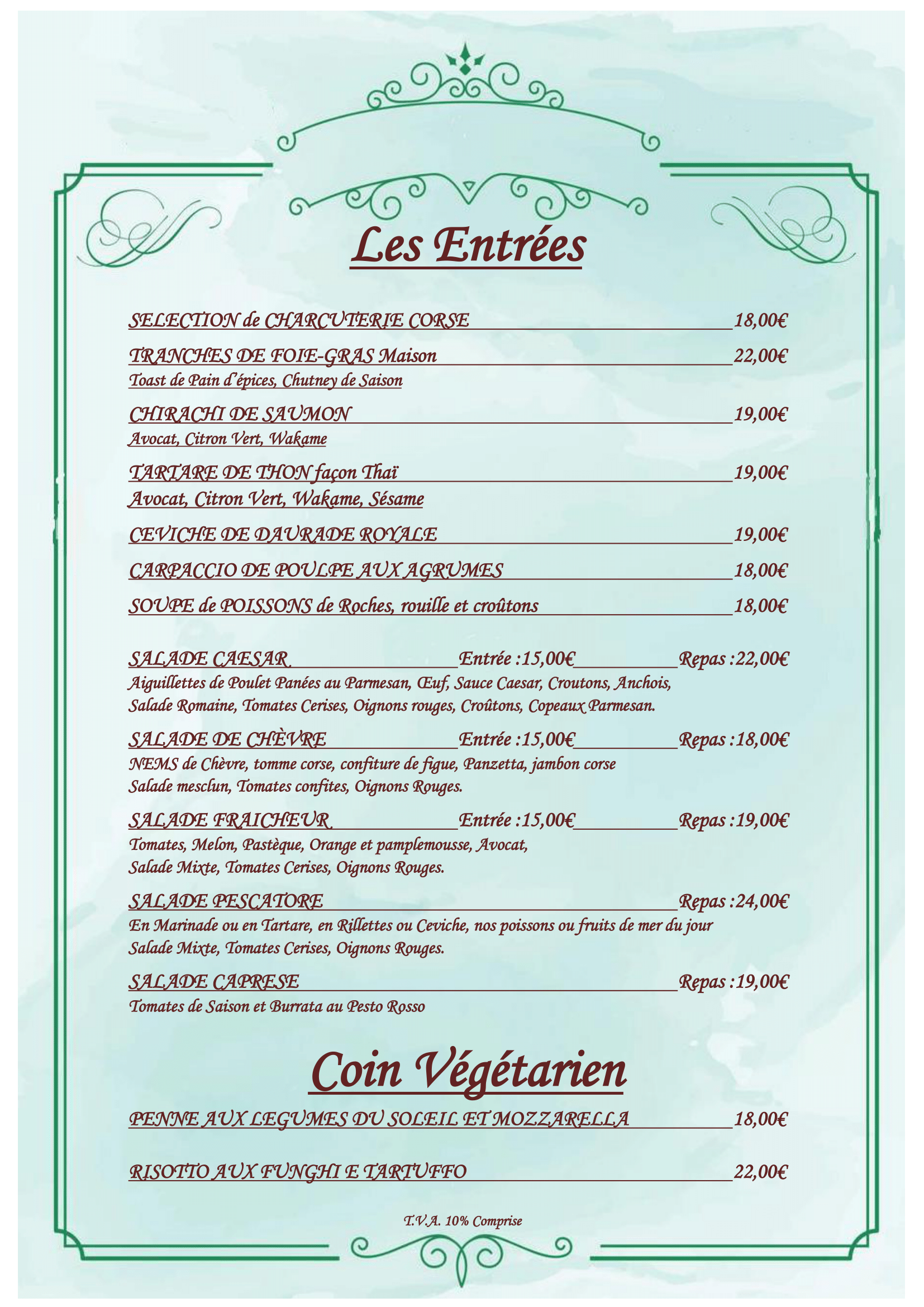 Entrées et pates au lub à Grosseto-Prugna