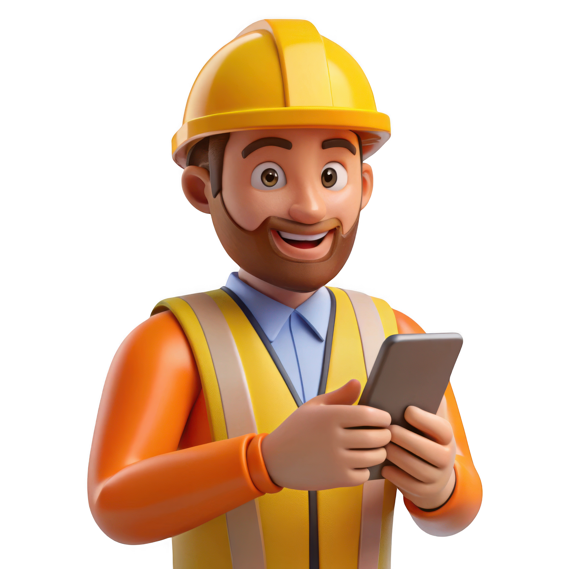 Illustration d'un ouvrier tenant un téléphone
