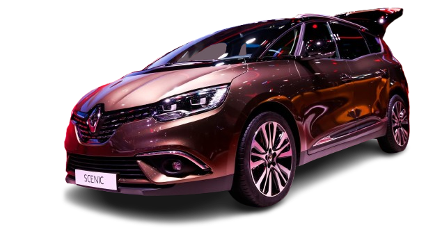 Coche Renault Scenic de color marrón con diseño elegante y detalles en negro.