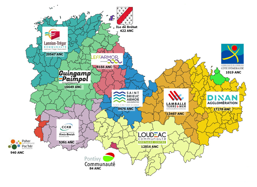 Carte des intercommunalités des Côtes-d'Armor
