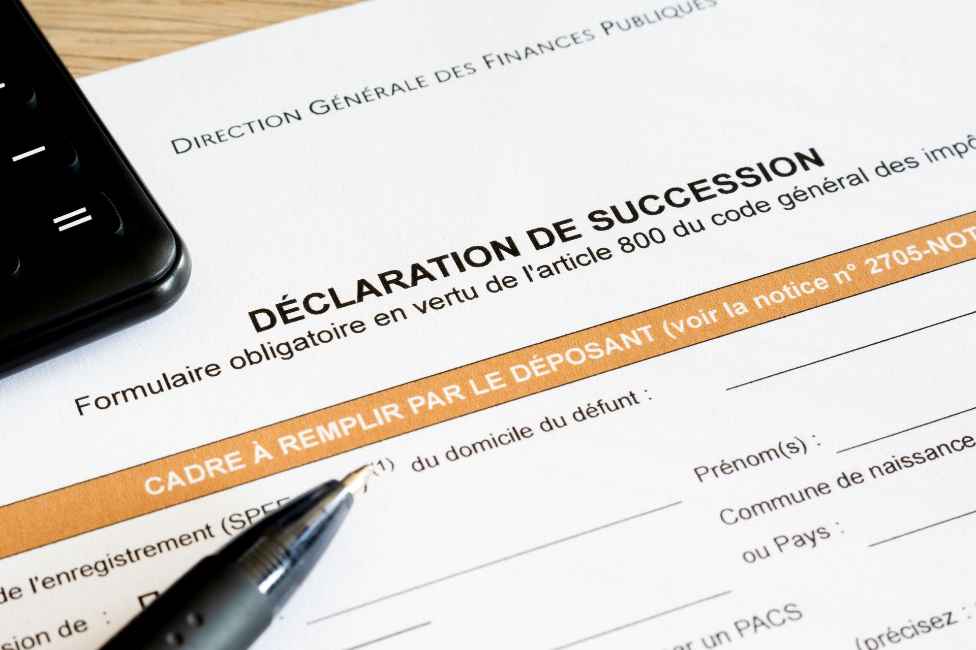 Formulaire de déclaration de succession