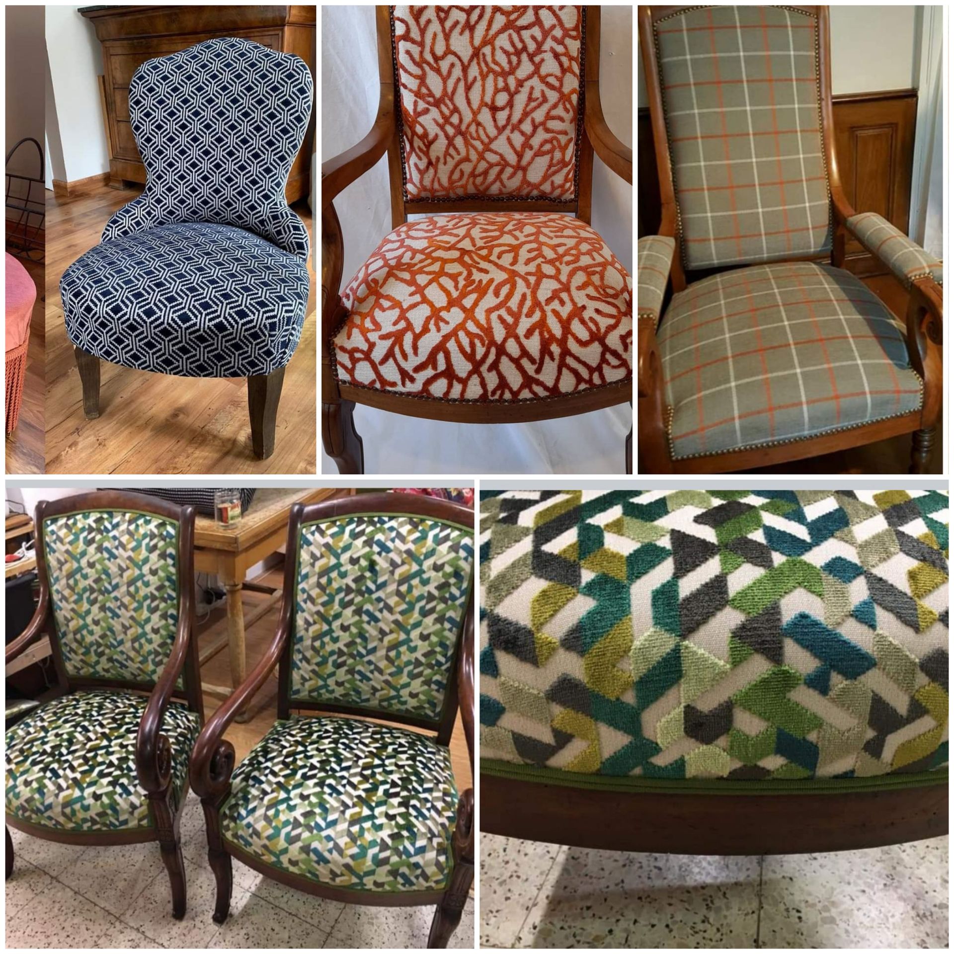 Montage de plusieurs photos de chaises