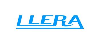 Logotipo estilizado azul de LLERA sobre fondo blanco