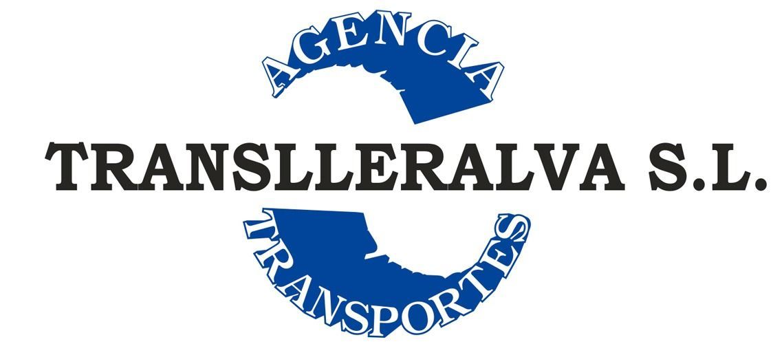 Logotipo de TRANSSLERALVA SL con emblema circular azul de transporte.
