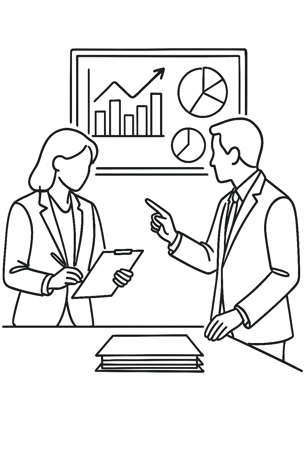 Two professionals reviewing financial charts and management reports – SBX Accountants