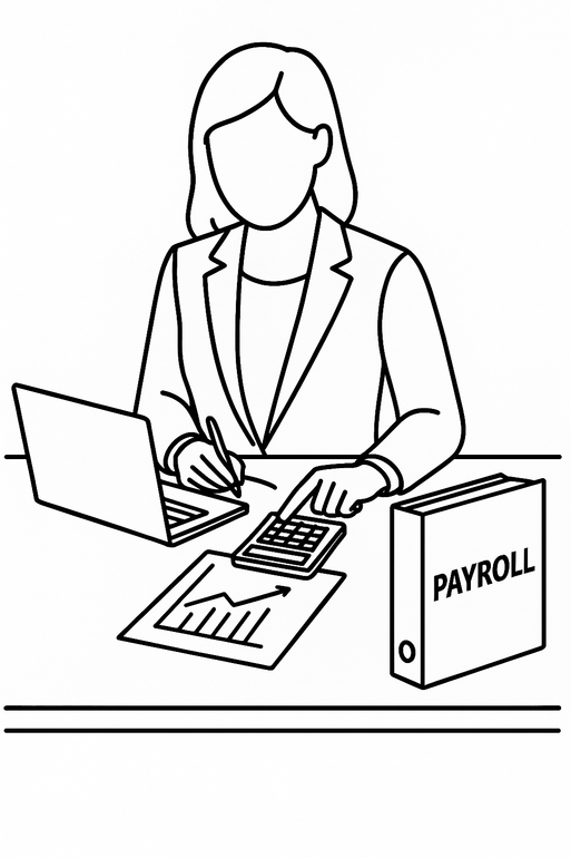Payroll specialist reviewing payslips and schedules with construction worker and business owner