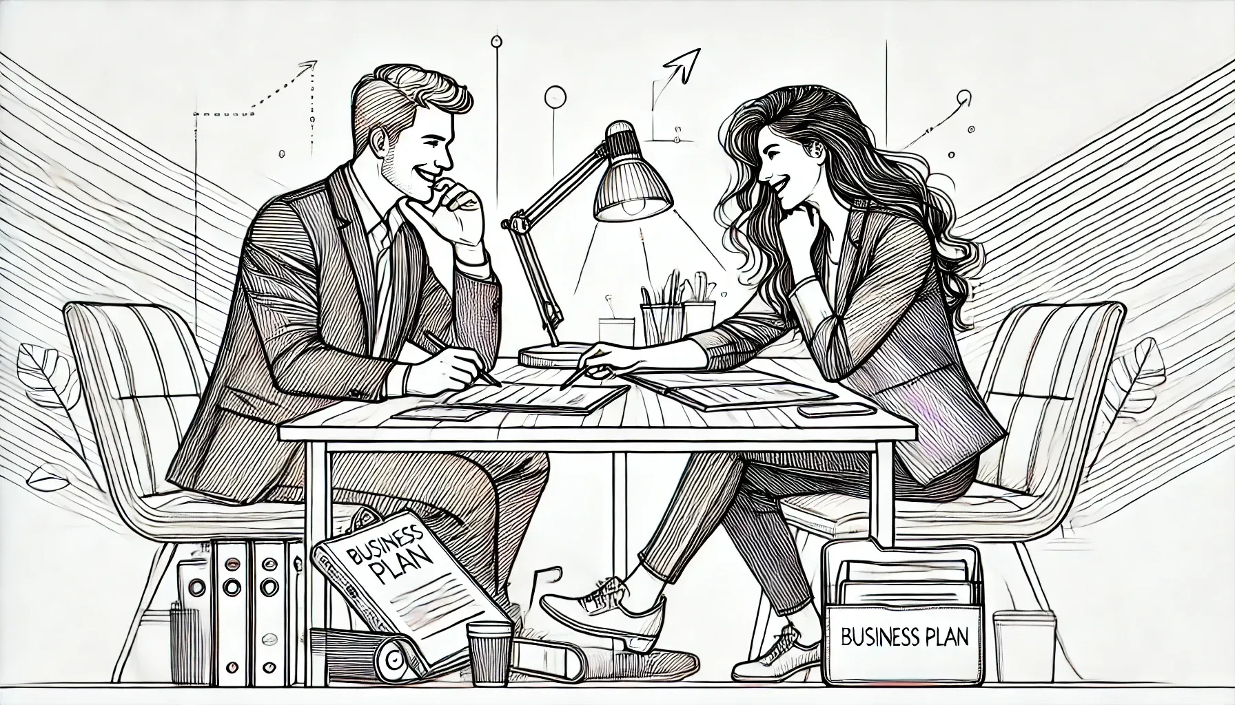 Man and woman discussing business plans and ideas with SBX Accountants