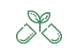 Un dibujo lineal de una planta que crece a partir de dos cápsulas.