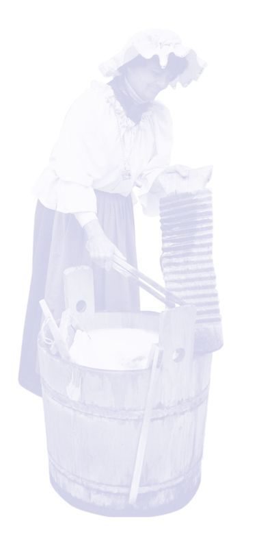 Bild einer Frau in altertümlicher Kleidung beim Waschen